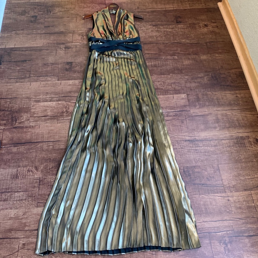 Tru Trussardi raso metal abito lungo 42 dress maxi